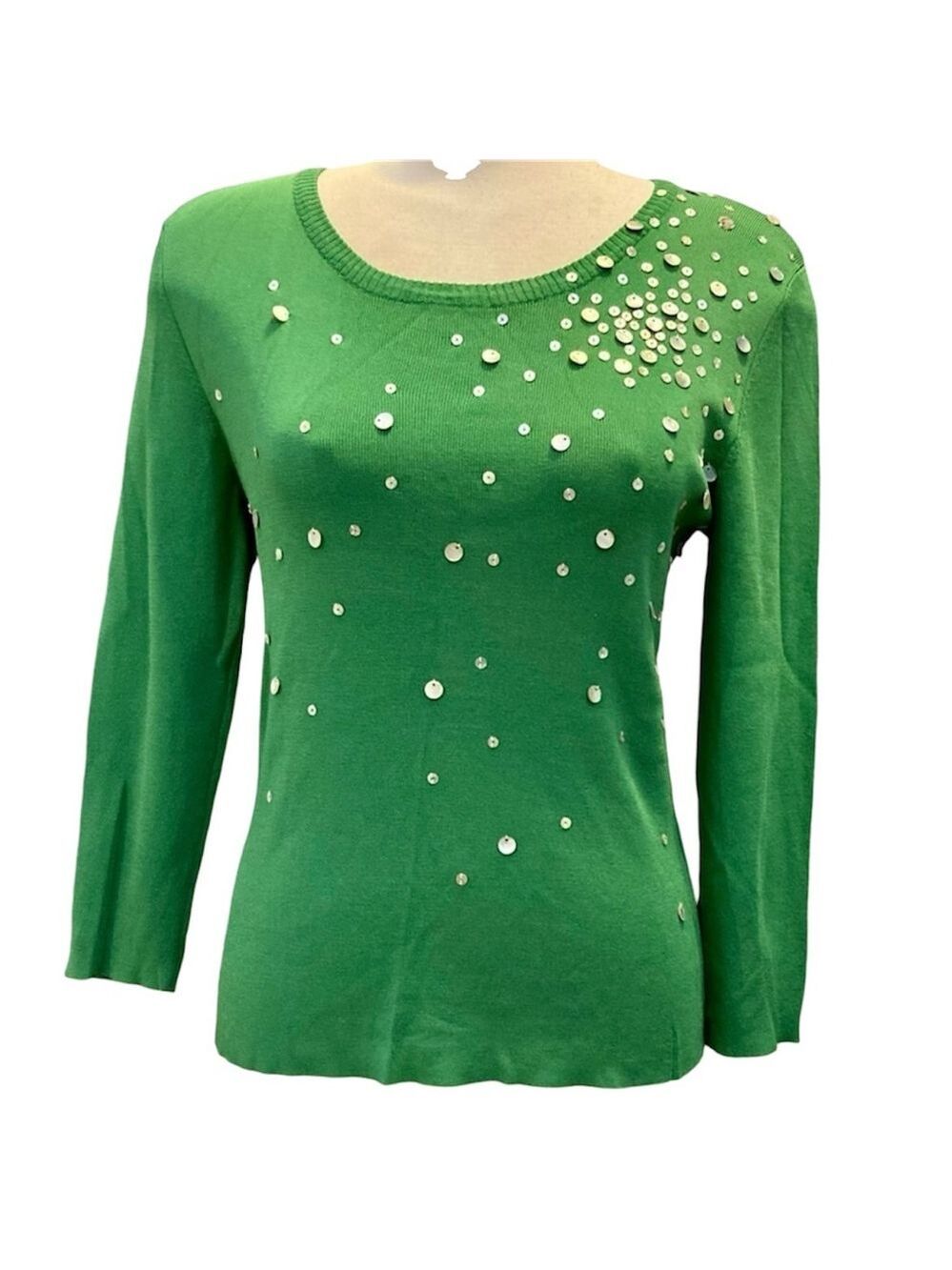 Vintage Rudy Rd. Abalone shell apple green sweater size medium